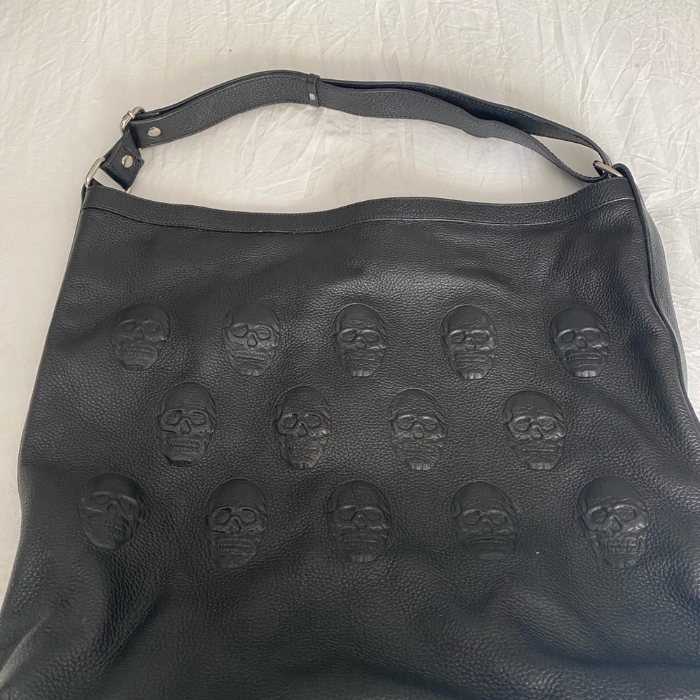 Black Skull Embossed Shoulder Bag